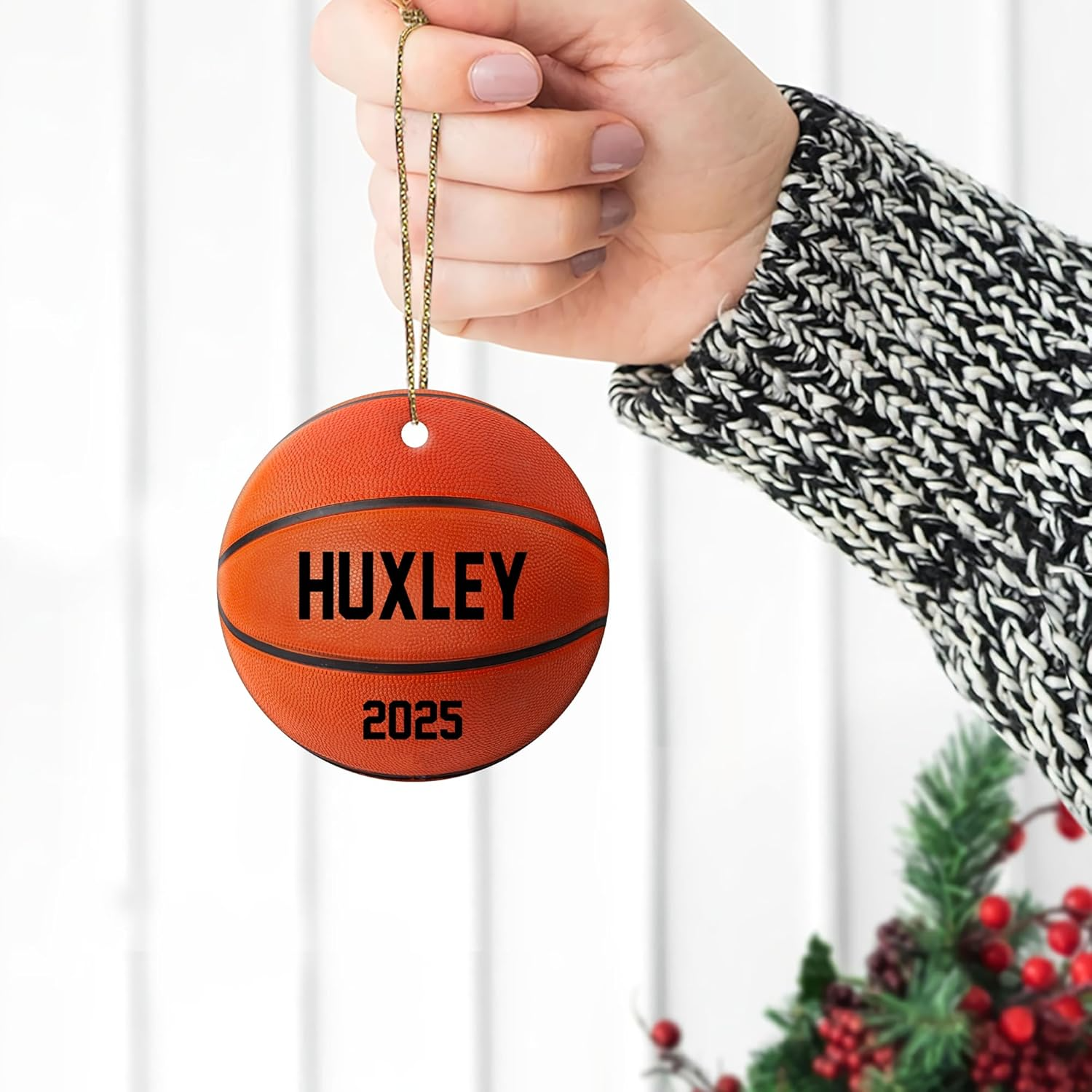 Personalized Basketball Christmas Ornament 2025 - Custom Name Sports Ornament for Kids, Boys, Girls - Unique Basketball Gift for Christmas Tree Ornament 3