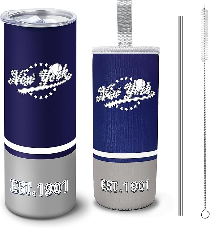 Tumbler 20Oz Straight Skinny Car Cup with Insulated Sleeve Portable Handle Sports Travel Stainless Steel Coffee Mug Classic Collection Gift for Fans Tumbler 20oz - TU15