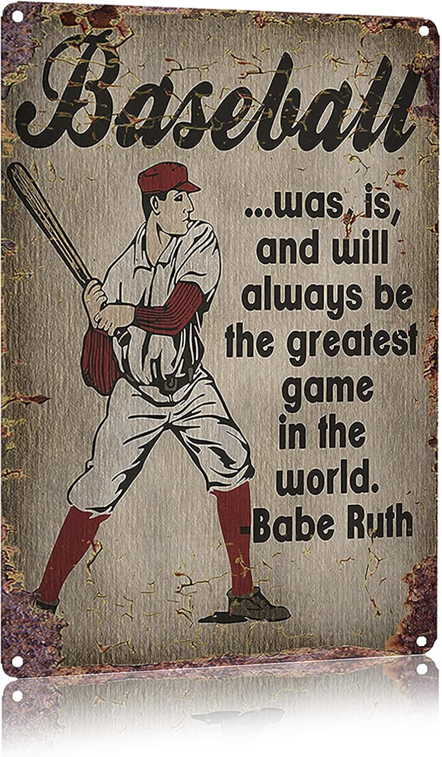 Baseball Was Is and Will Always Be the Greatest Game in the World Retro Vintage Wall Decor for Bar Garage Boys Room Metal Sign