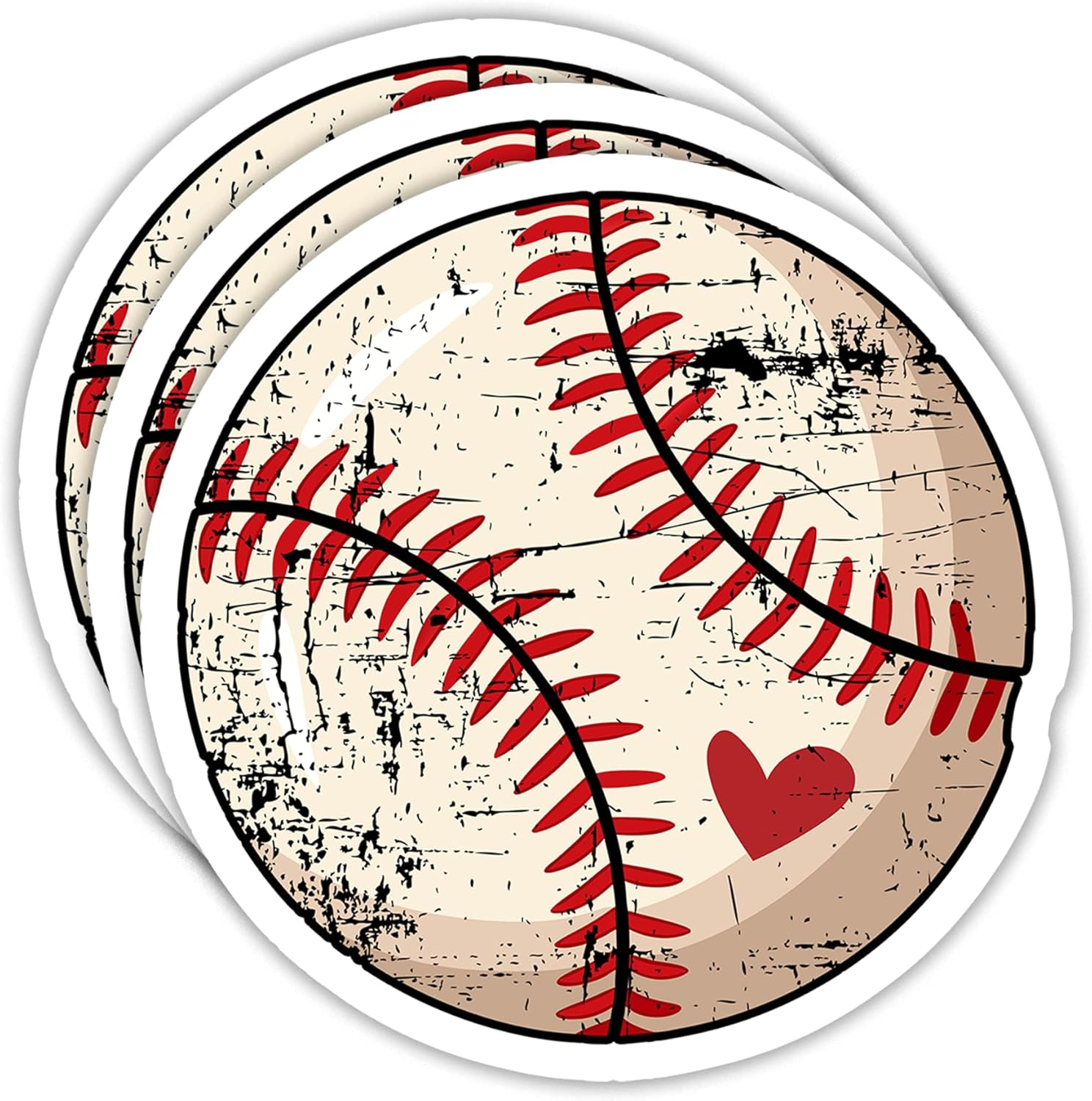 Baseball Heart Vinyl Decals Waterproof for Water Bottle, Laptop, Tumbler, Scrapbook, Helmet, Gifts for Baseball Lovers Sticker