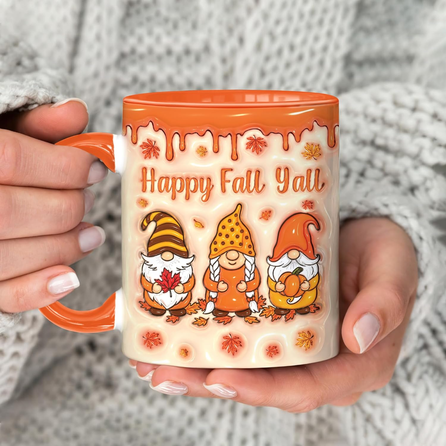 Fall Gnome Coffee Mug 11oz – Autumn Coffee Cup with Maple Leaf Keychain – Cute Gnome Gifts for Women, Fall Cups, Thanksgiving & Farmhouse Decor Mug 4