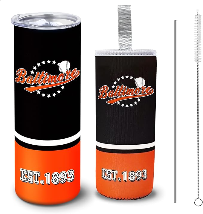 Tumbler 20Oz Straight Skinny Car Cup with Insulated Sleeve Portable Handle Sports Travel Stainless Steel Coffee Mug Classic Collection Gift for Fans Tumbler 20oz - TU15 7