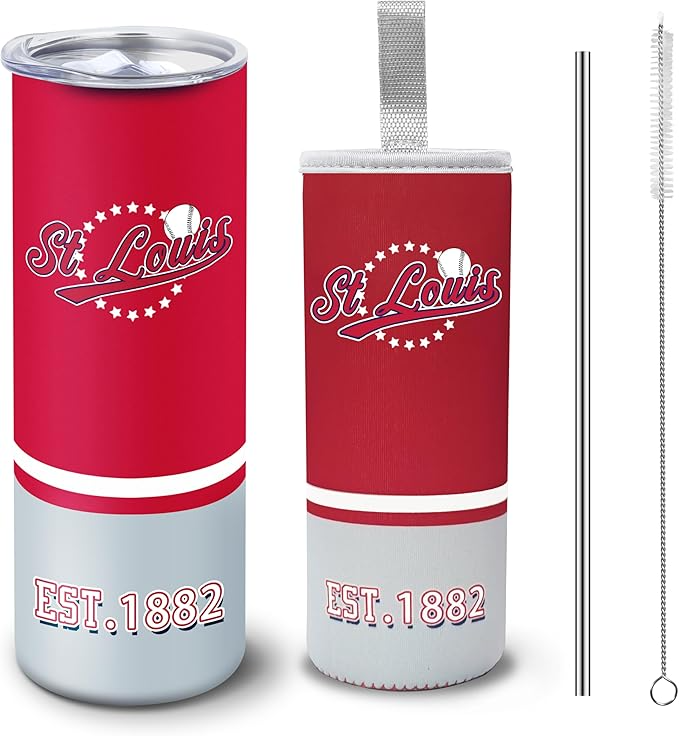 Tumbler 20Oz Straight Skinny Car Cup with Insulated Sleeve Portable Handle Sports Travel Stainless Steel Coffee Mug Classic Collection Gift for Fans Tumbler 20oz - TU15