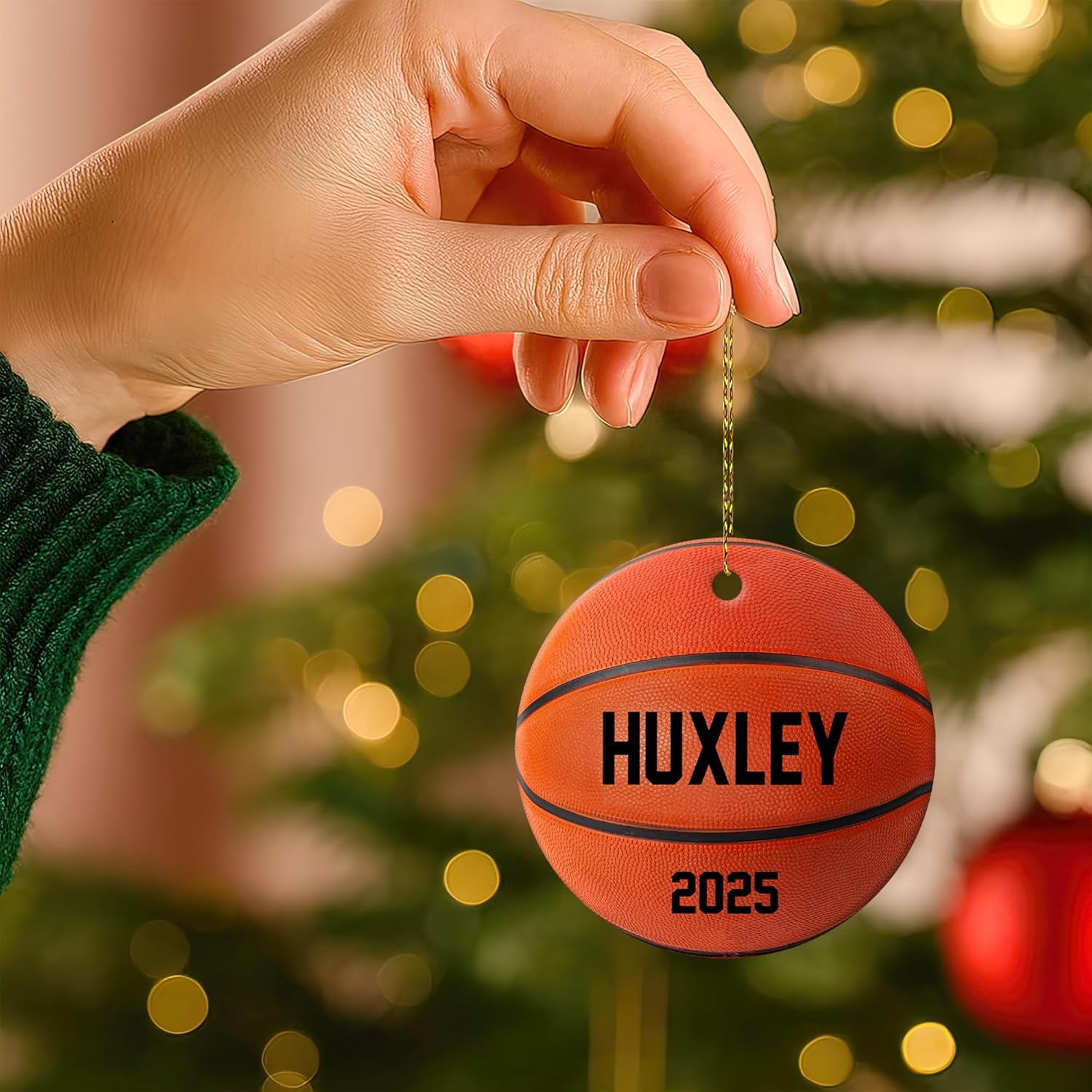Personalized Basketball Christmas Ornament 2025 - Custom Name Sports Ornament for Kids, Boys, Girls - Unique Basketball Gift for Christmas Tree Ornament