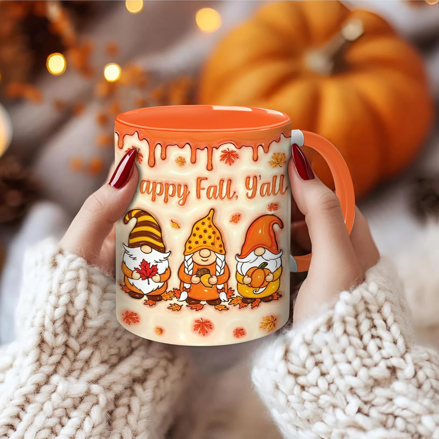 Fall Gnome Coffee Mug 11oz – Autumn Coffee Cup with Maple Leaf Keychain – Cute Gnome Gifts for Women, Fall Cups, Thanksgiving & Farmhouse Decor Mug 5