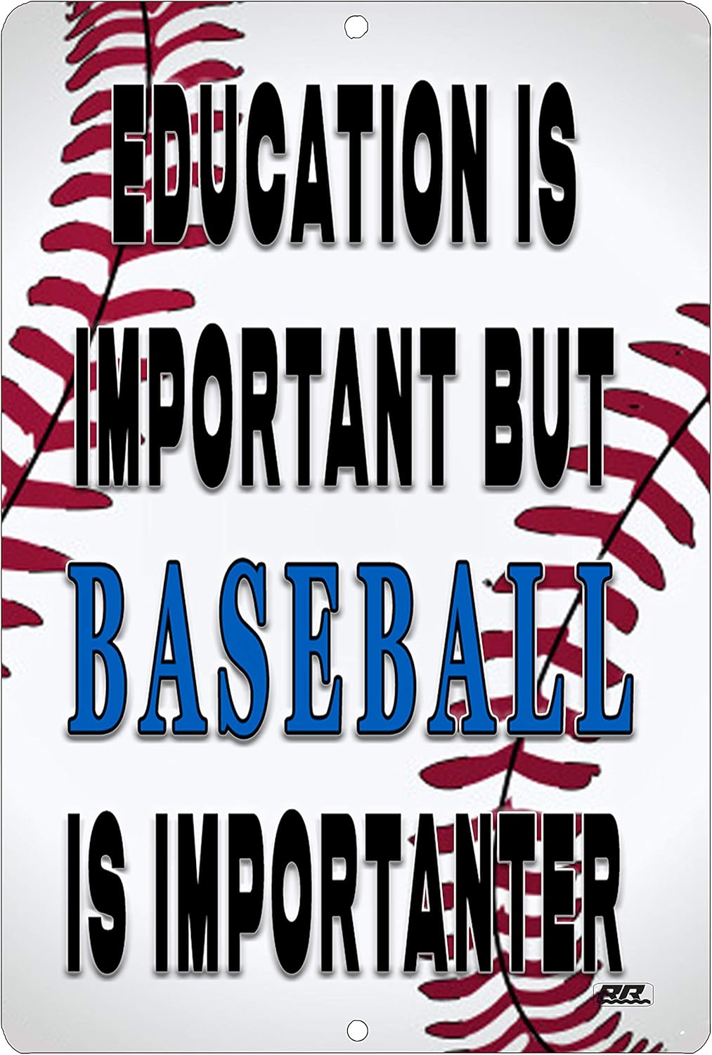 Funny Baseball Player Metal Sign Wall Decor Man Cave Bar Education is Important