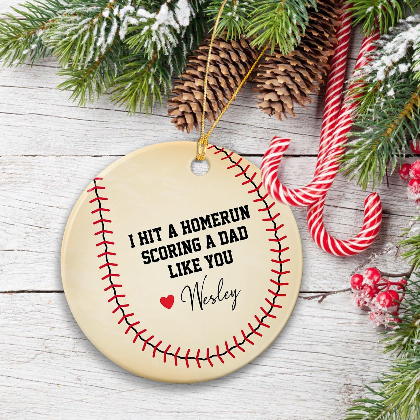 Father and Son Keepsake Gift I Hit A Homerun Scoring A Dad Like You Personalized Acrylic Ornament Baseball Dad Fathers Day Christmas Ornament