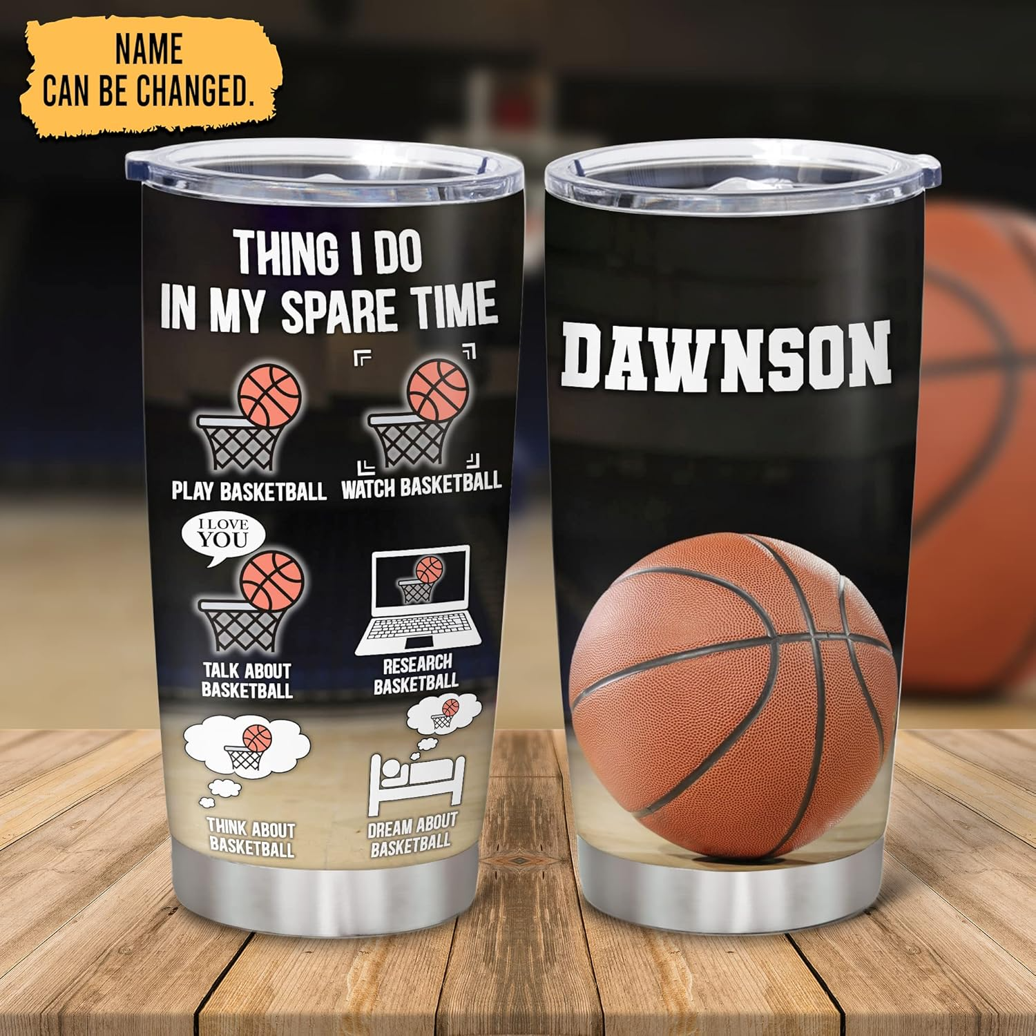 Personalized Basketball – Thing I Do In My Spare Time 20oz Stainless Steel With Straw Lid – Sport Lovers Gifts for Mom, Women, Men, Coach, Birthday, Mother’s Day Tumbler