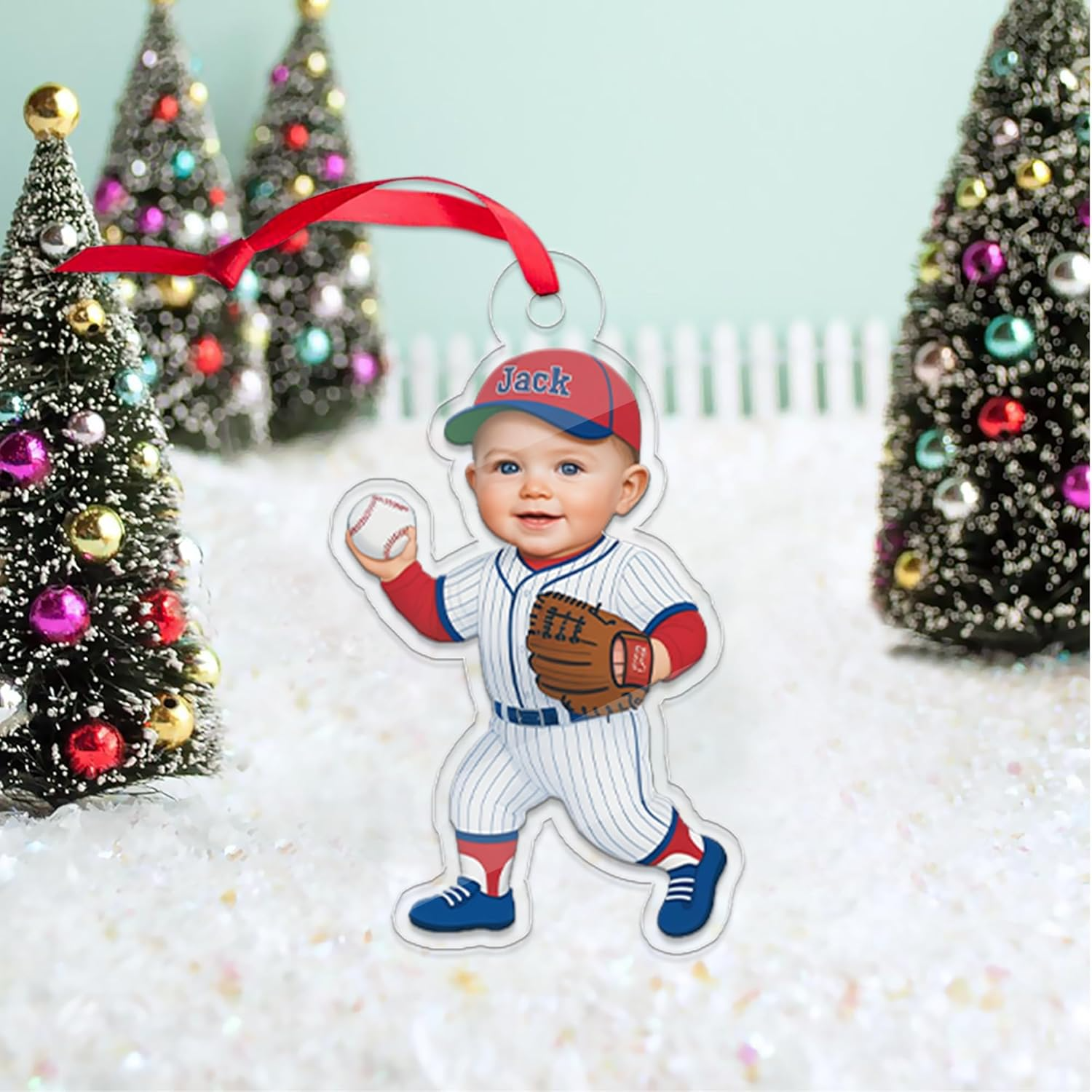 Custom Photo Baby Baseball Acrylic Ornament 4