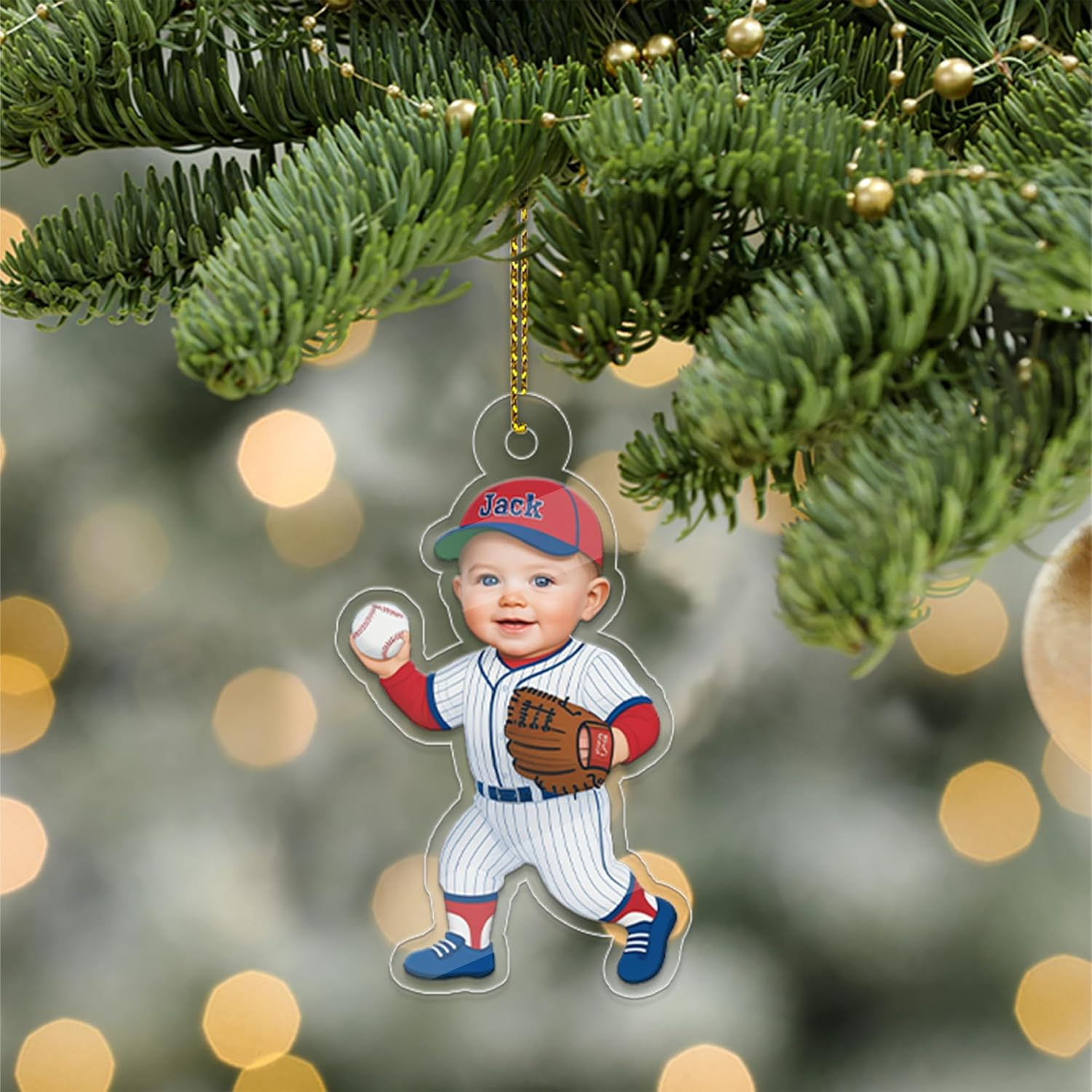 Custom Photo Baby Baseball Acrylic Ornament 6