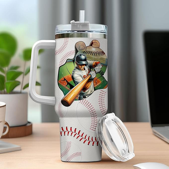 Simple Life Women Tumblers White Handle Modern Insulated Swig Cup Red Boys Men For Baseball Gifts Tumbler 40oz - TU01