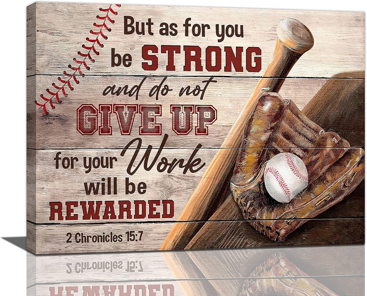Christian Baseball Wall Art Scripture Sports Canvas Prints Inspirational Quotes Boys Room Decor Motivational Pictures Framed Baseball Artwork for Bedroom Playroom Classroom Gym Baseball Gifts Canvas