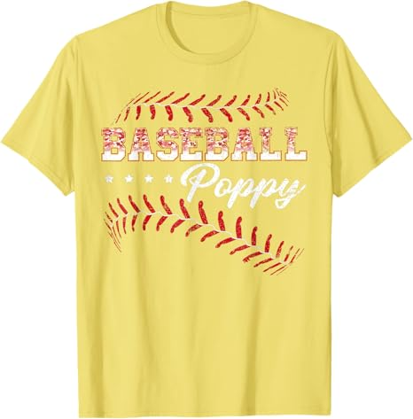 Baseball Poppy Funny Baseball Player Sports Fathers Day Gift T-Shirt 8