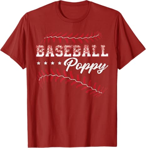 Baseball Poppy Funny Baseball Player Sports Fathers Day Gift T-Shirt 14