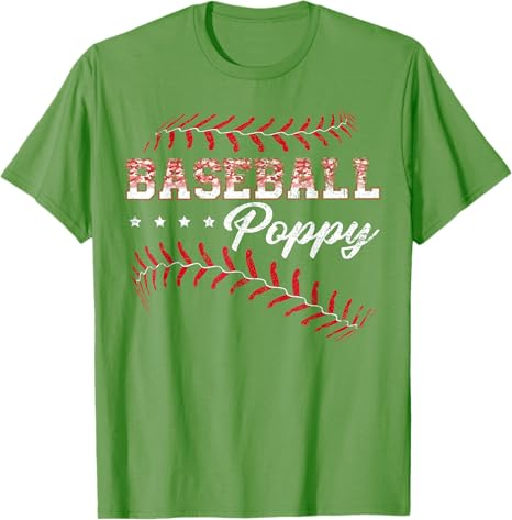 Baseball Poppy Funny Baseball Player Sports Fathers Day Gift T-Shirt 13