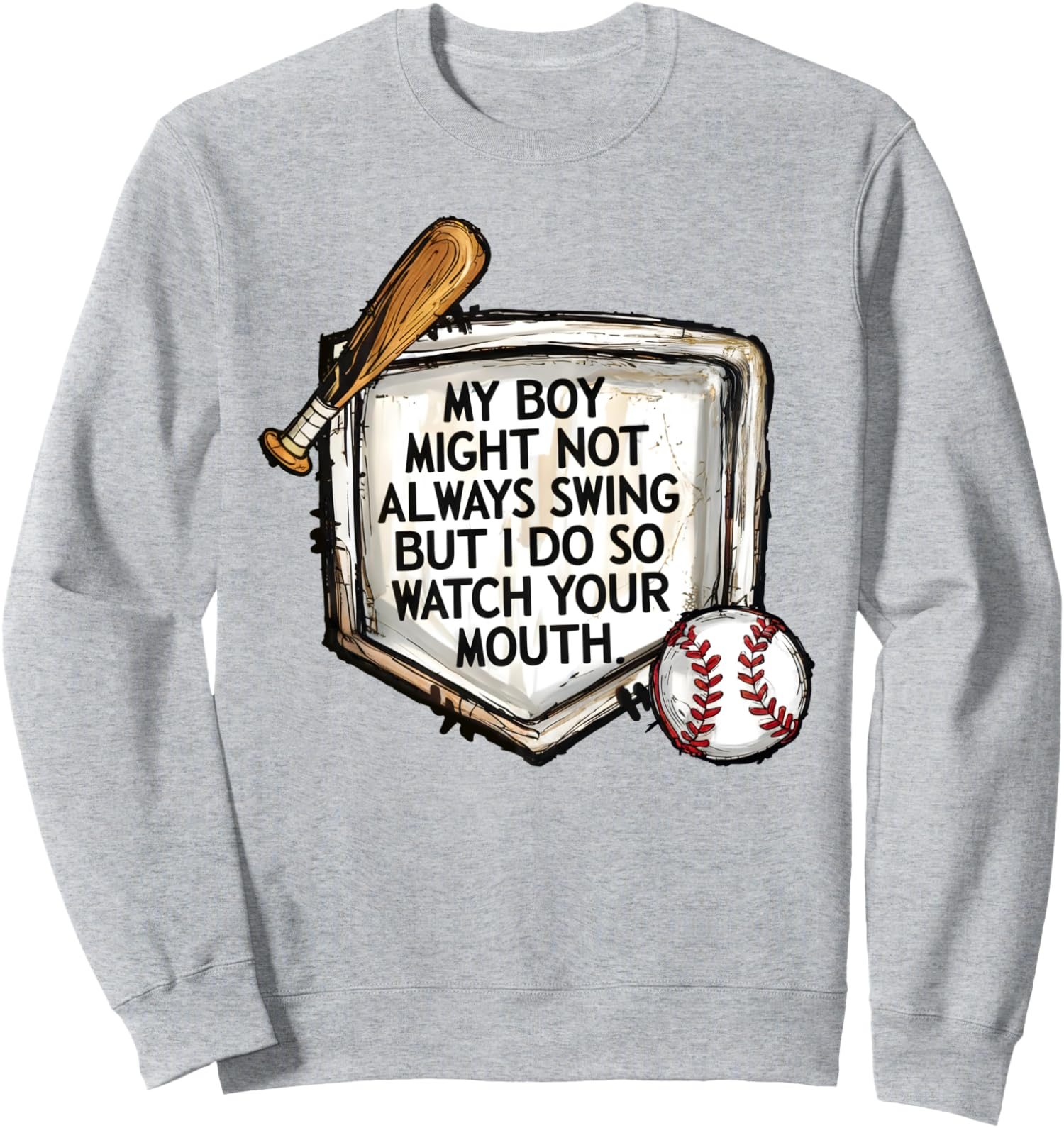 My Boy Might Not Always Swing But I Do Baseball Mom Unisex Crewneck Sweatshirt - SS26
