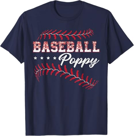 Baseball Poppy Funny Baseball Player Sports Fathers Day Gift T-Shirt