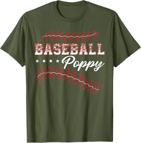 Baseball Poppy Funny Baseball Player Sports Fathers Day Gift T-Shirt 9
