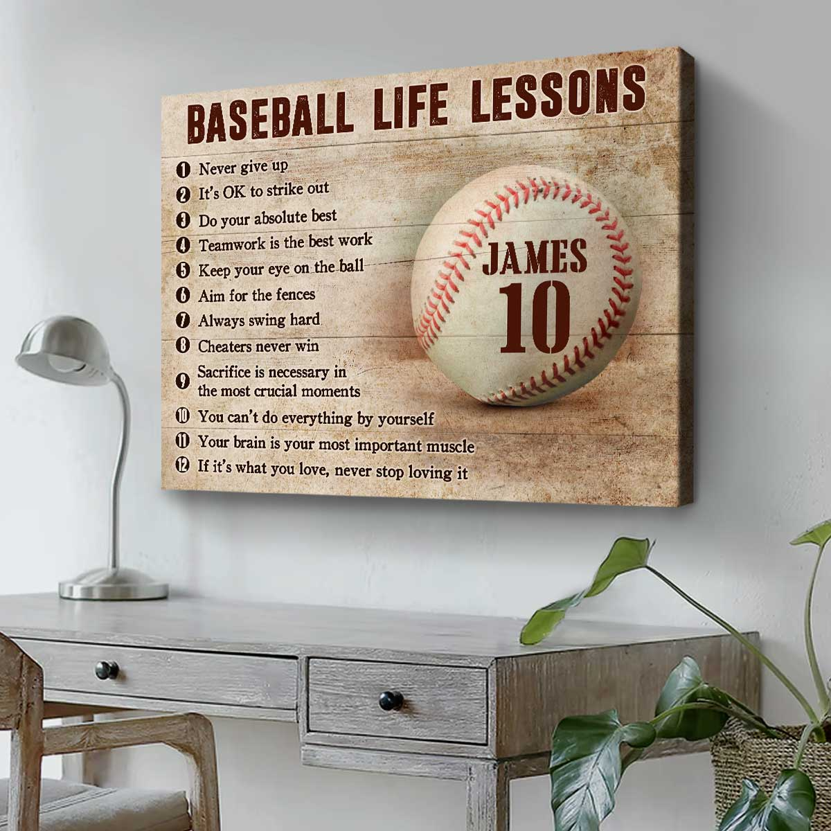 Personalized Baseball Life Lessons Gift for Baseball Player Boys Baseball Gift Canvas - CA01 5