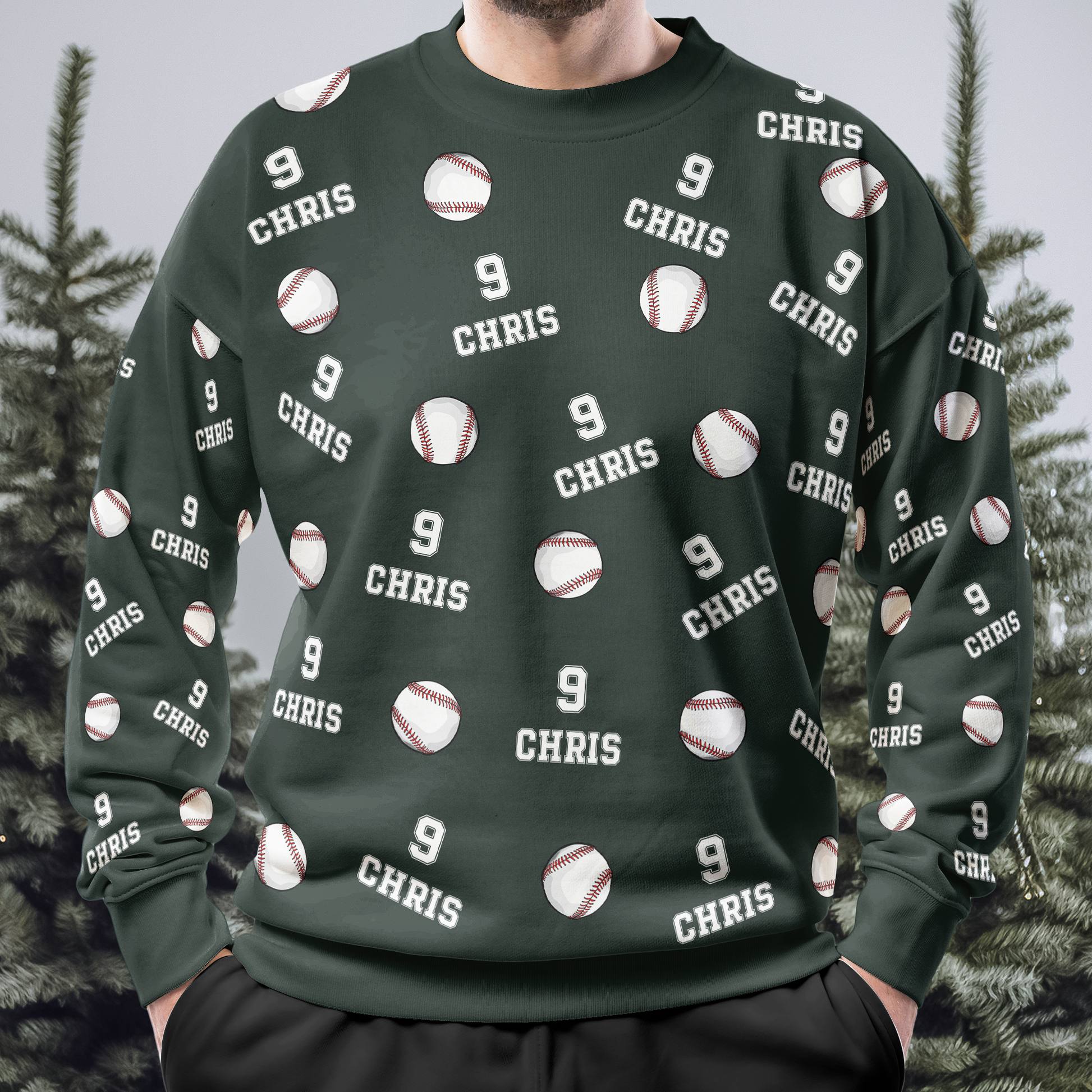 Personalized Baseball Custom Name, Number Sweatshirt - SS2 3