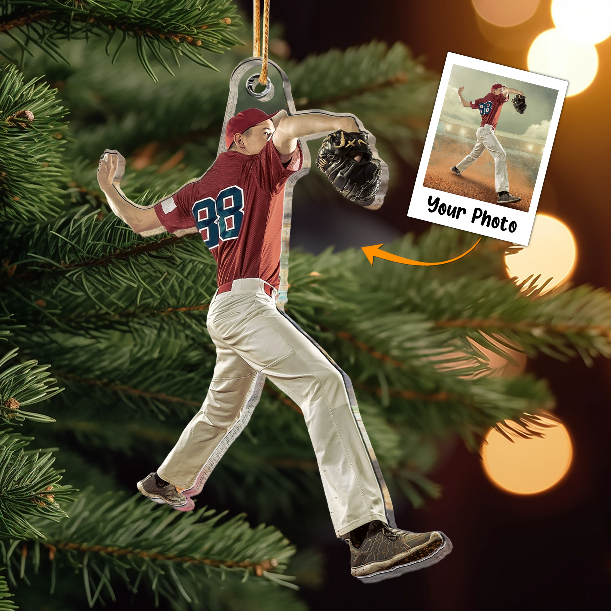 Personalized Photo Baseball Lover For Husband, Son Acrylic Ornament 3