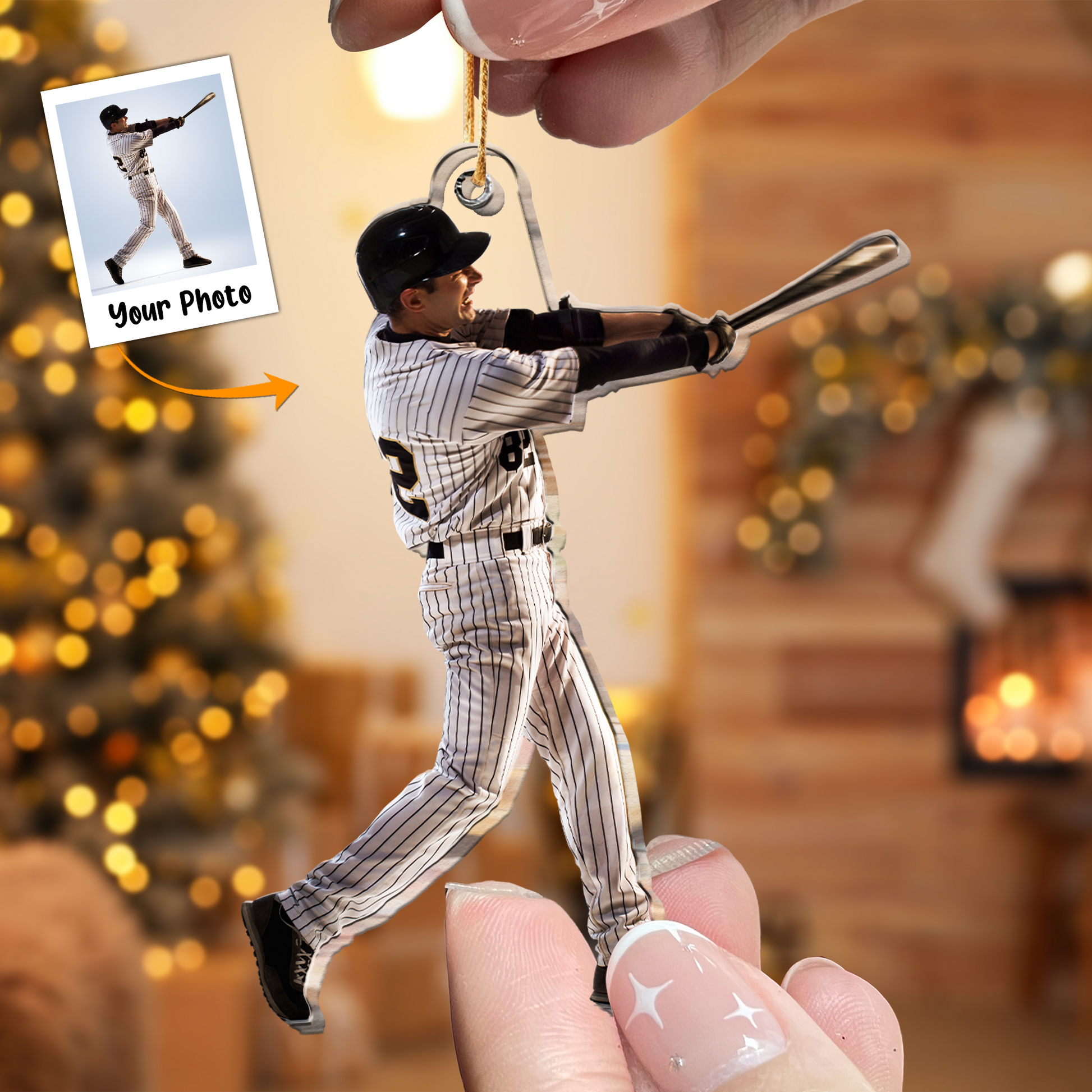 Personalized Photo Baseball Lover For Husband, Son Acrylic Ornament