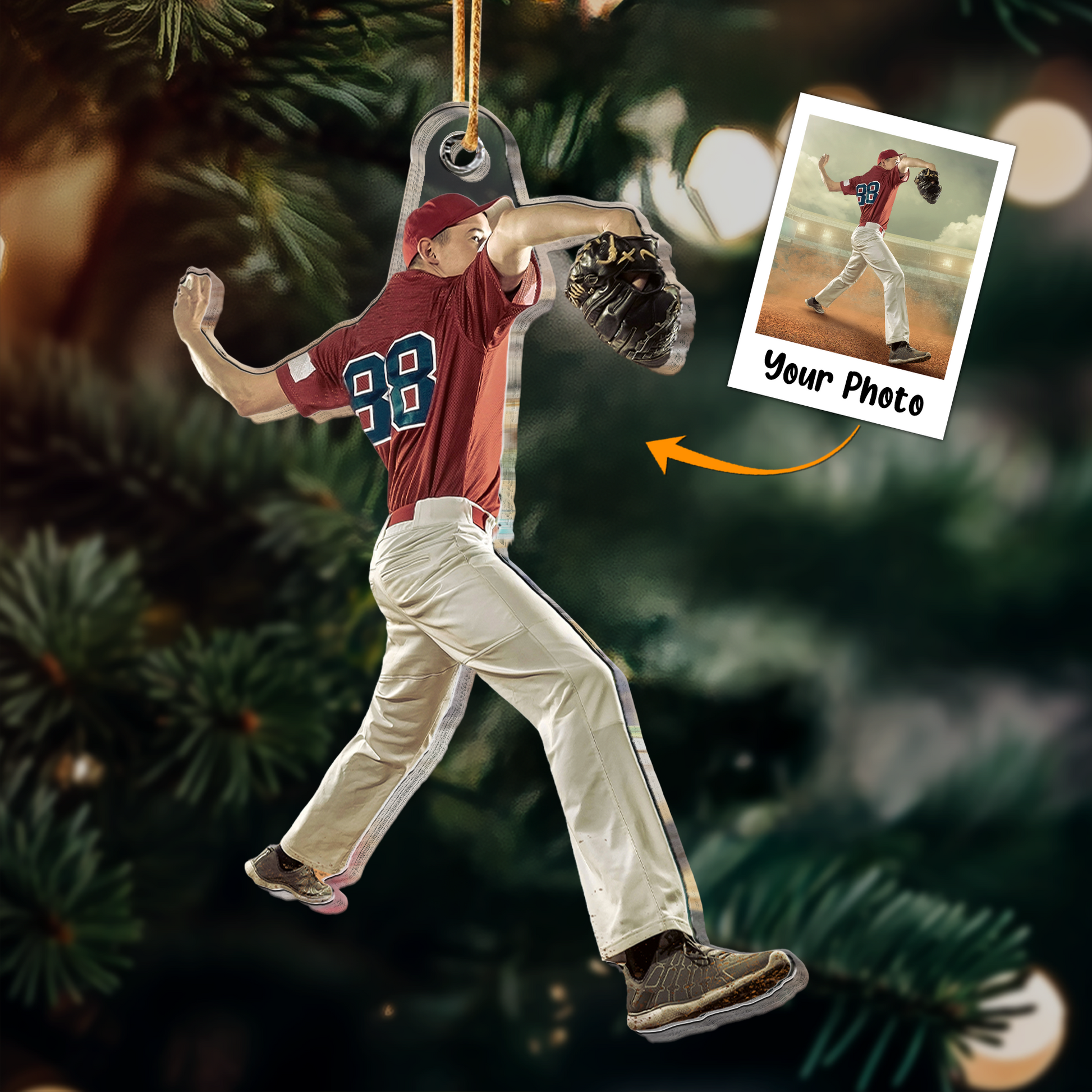 Personalized Photo Baseball Lover For Husband, Son Acrylic Ornament
