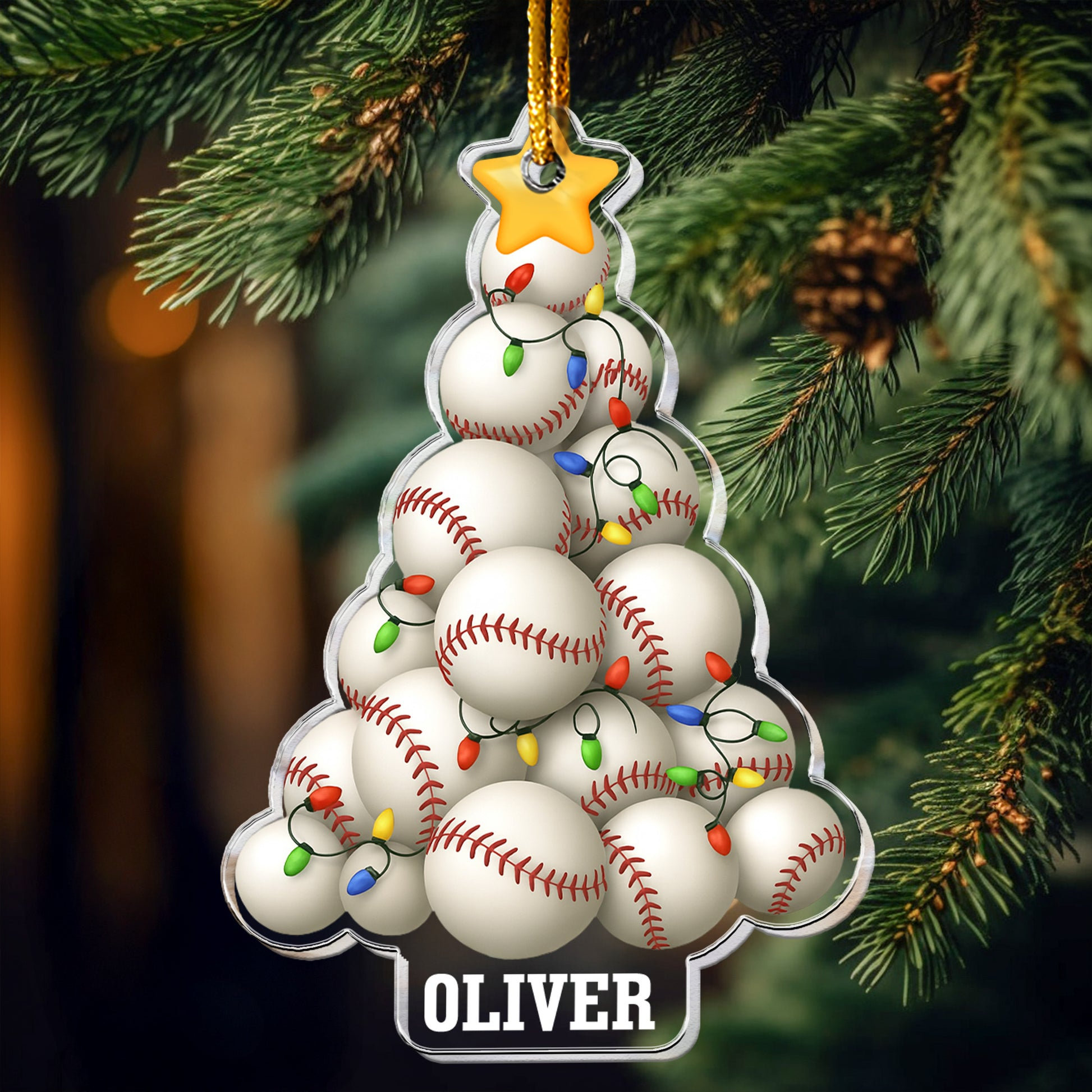 Baseball Sport Lover Christmas Tree Personalized Acrylic Ornament - OR30
