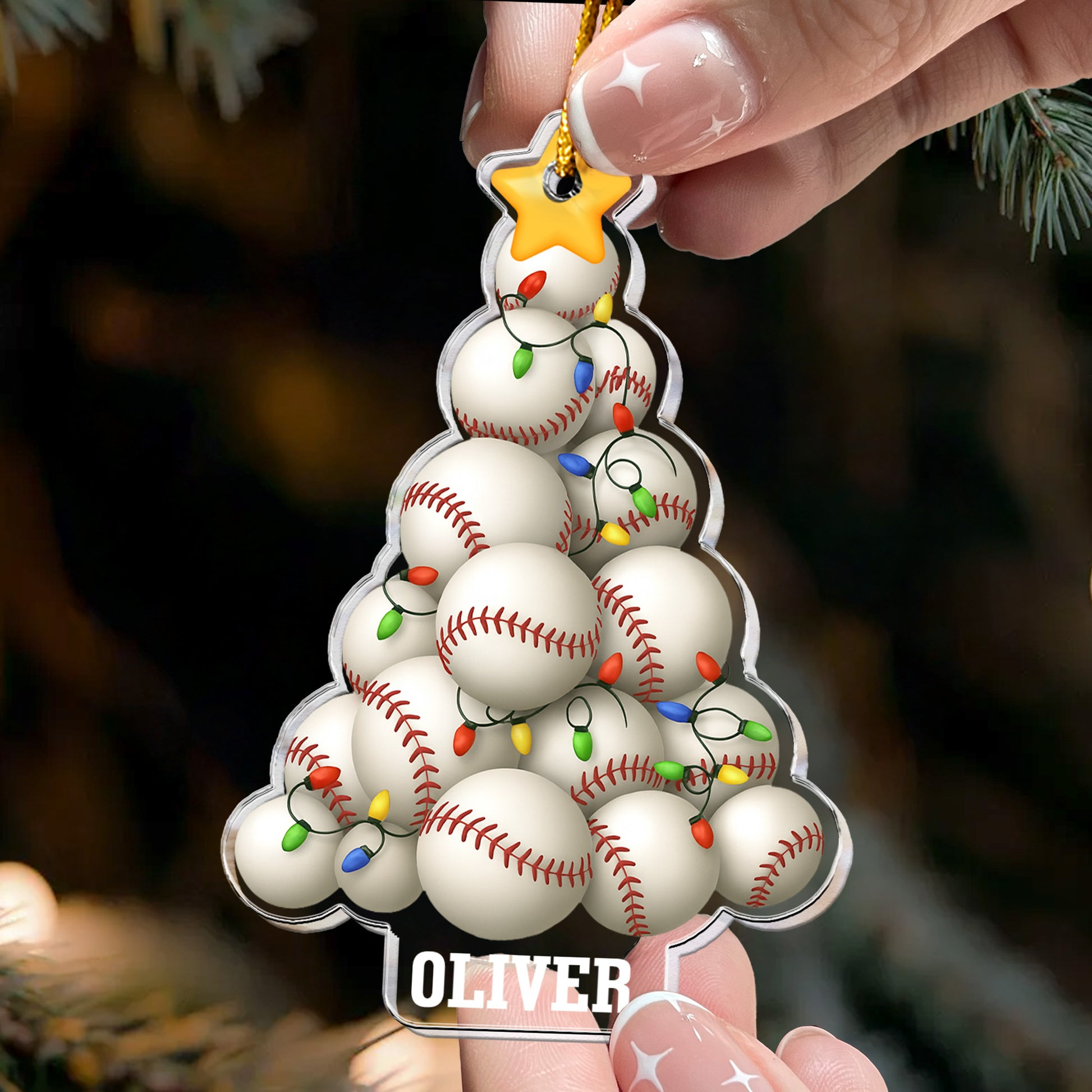 Baseball Sport Lover Christmas Tree Personalized Acrylic Ornament - OR30 3