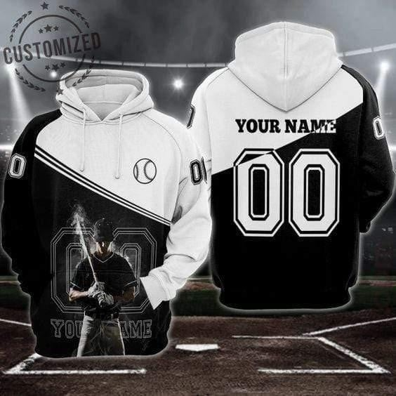Baseball Player Smoke Personalized Custom Name Number Hoodie 3D