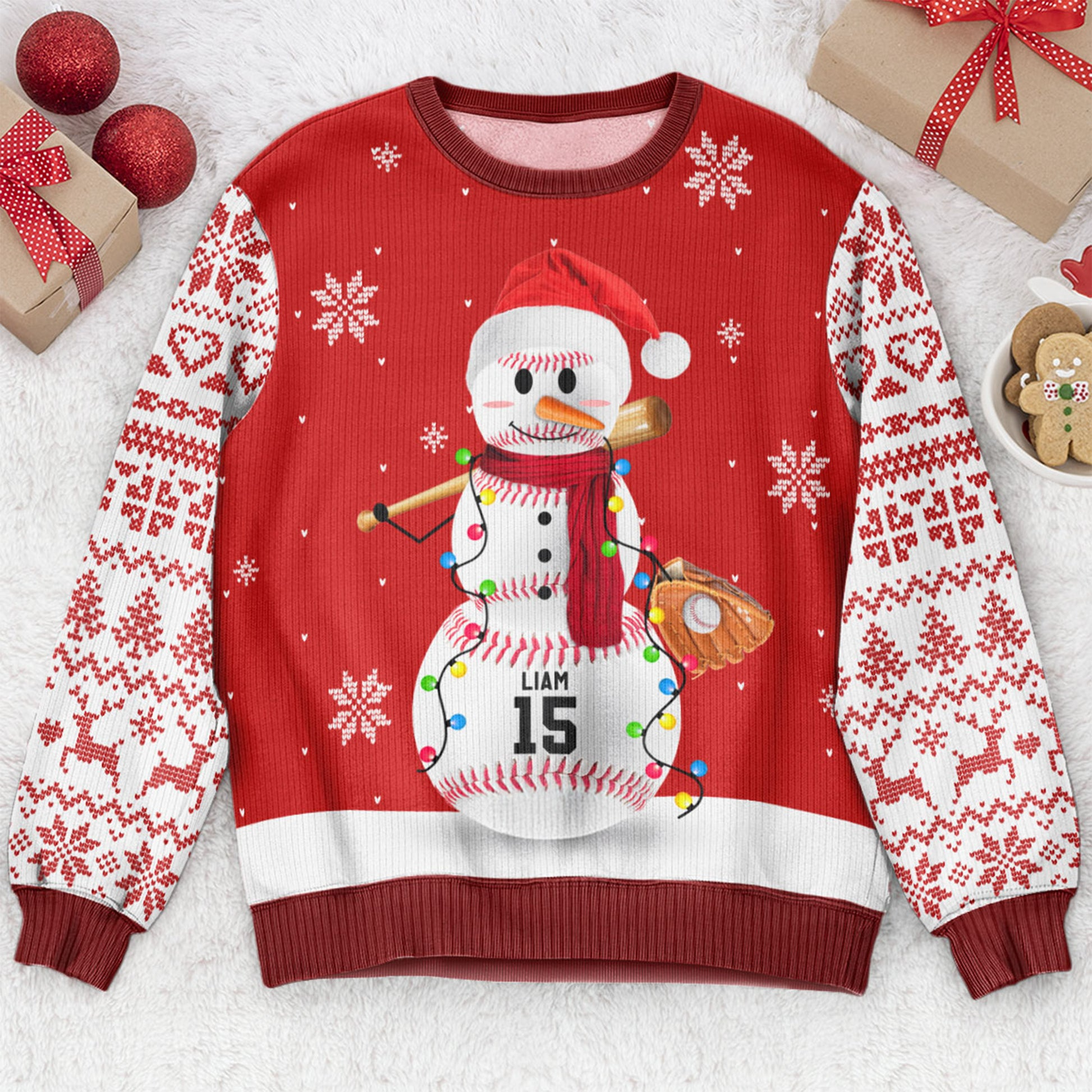 Baseball Basketball Football Sport Snowman Personalized Christmas Sweater - SW17
