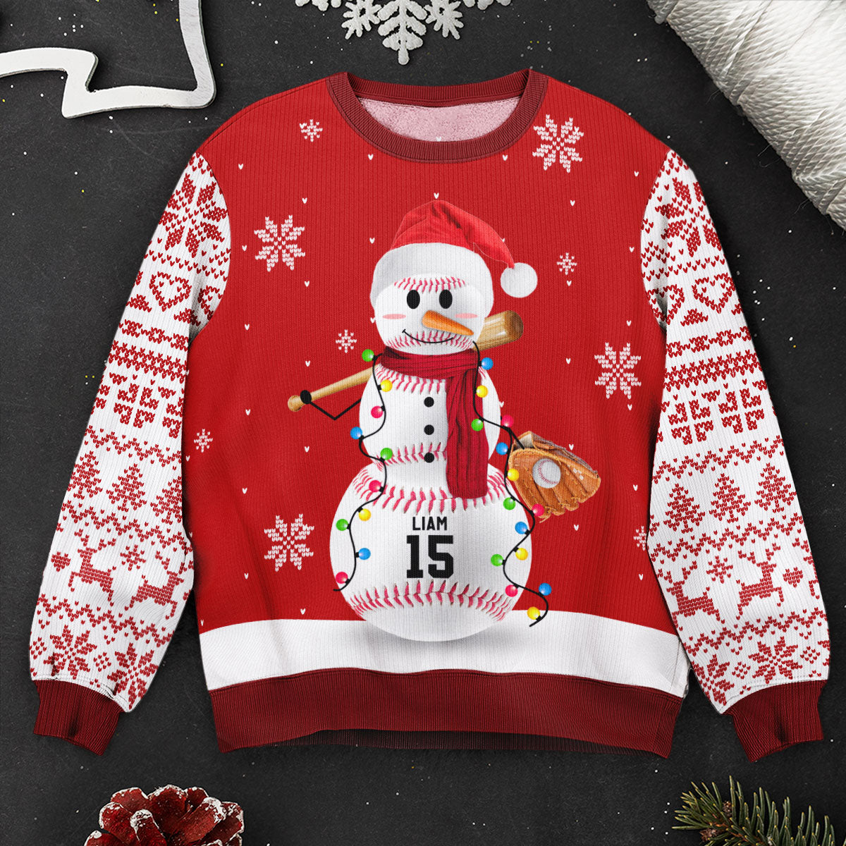 Baseball Basketball Football Sport Snowman Personalized Christmas Sweater - SW17