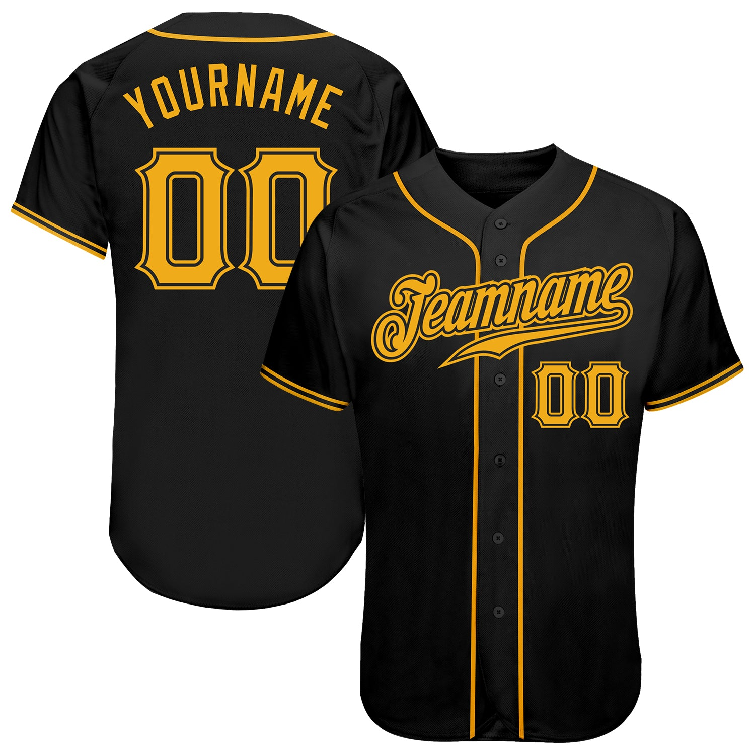 Custom Black Gold Baseball Jersey