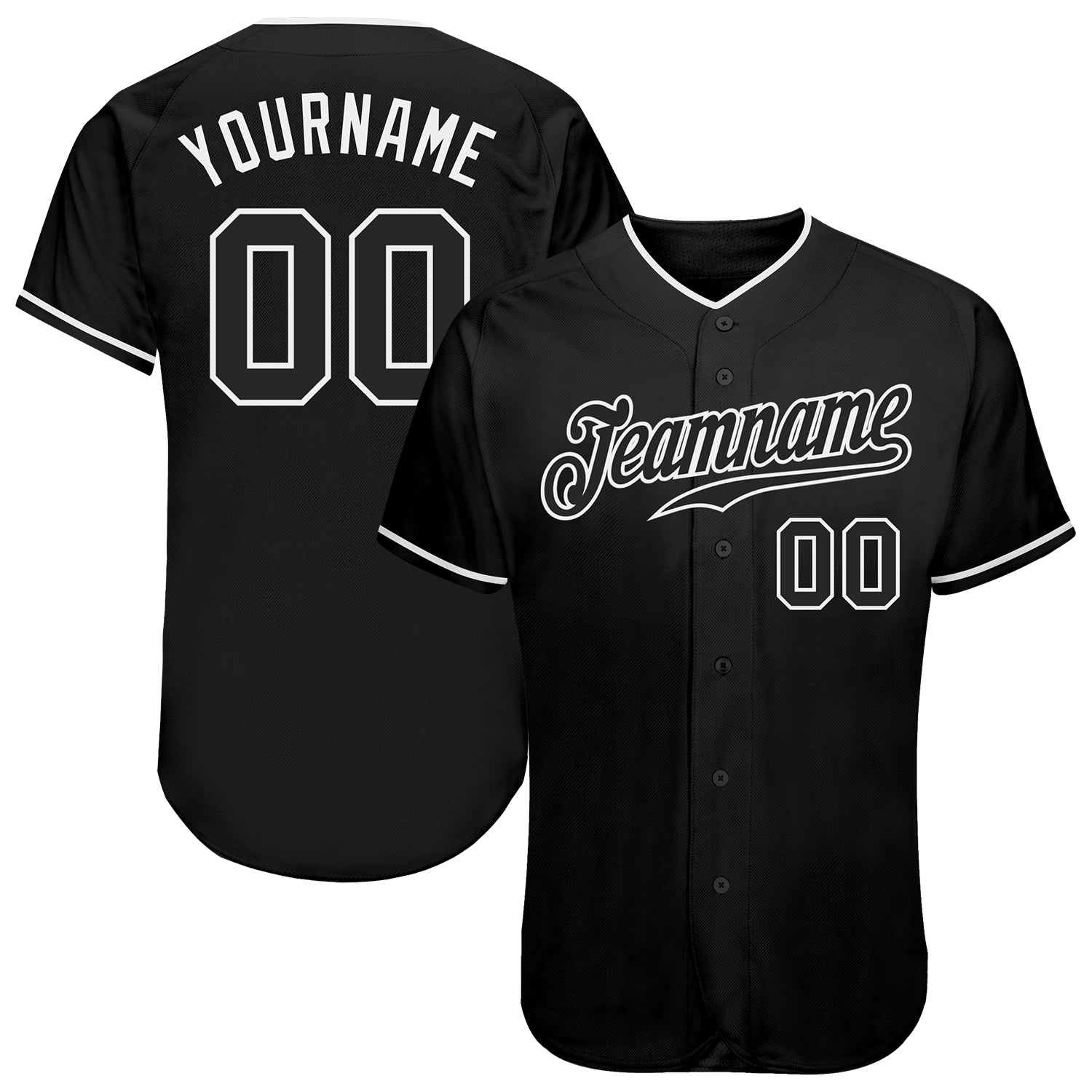 Custom Black Black-White Baseball Jersey