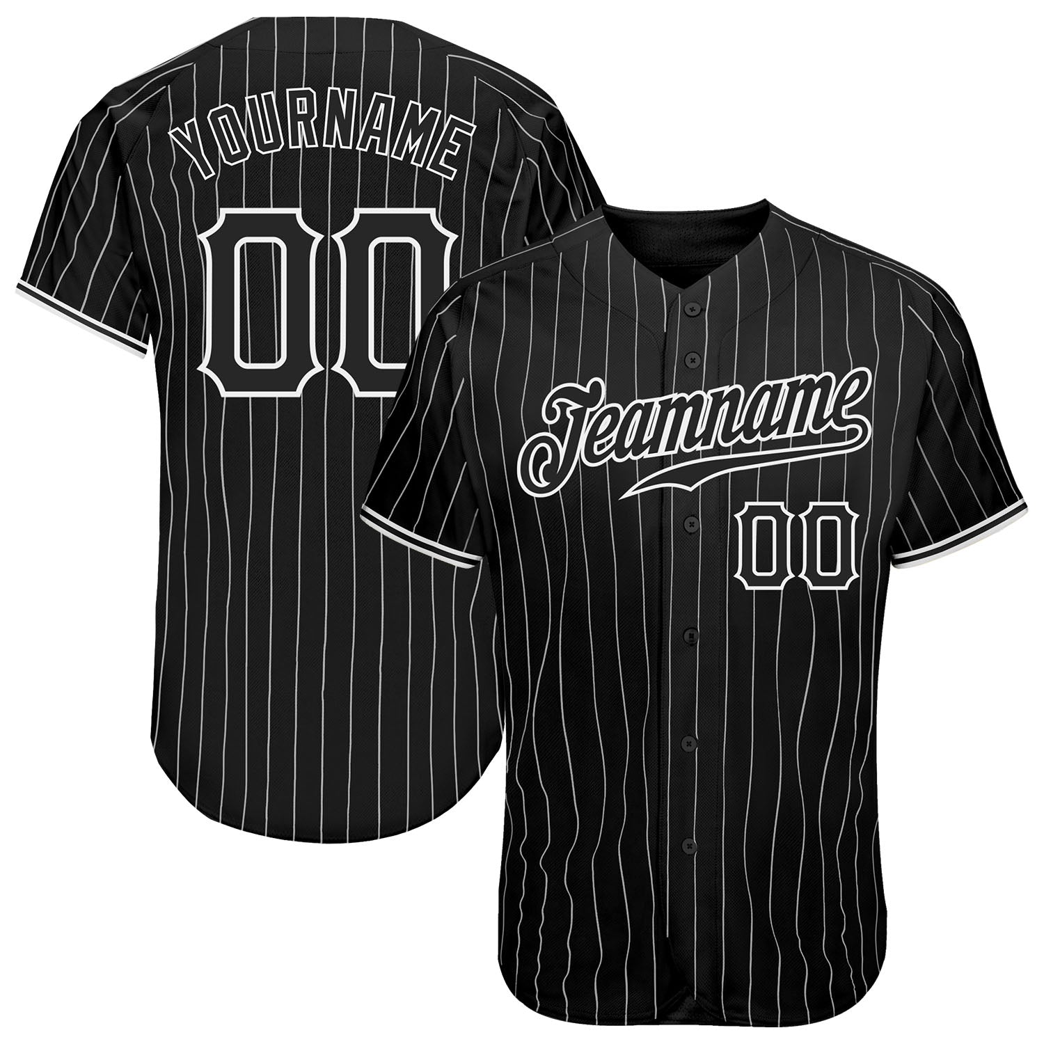 Custom Black White Pinstripe Black-White Baseball Jersey