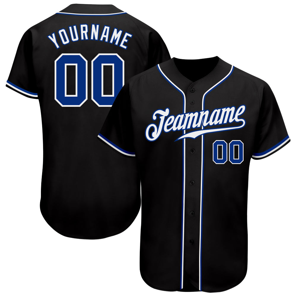 Custom Black Royal-White Baseball Jersey