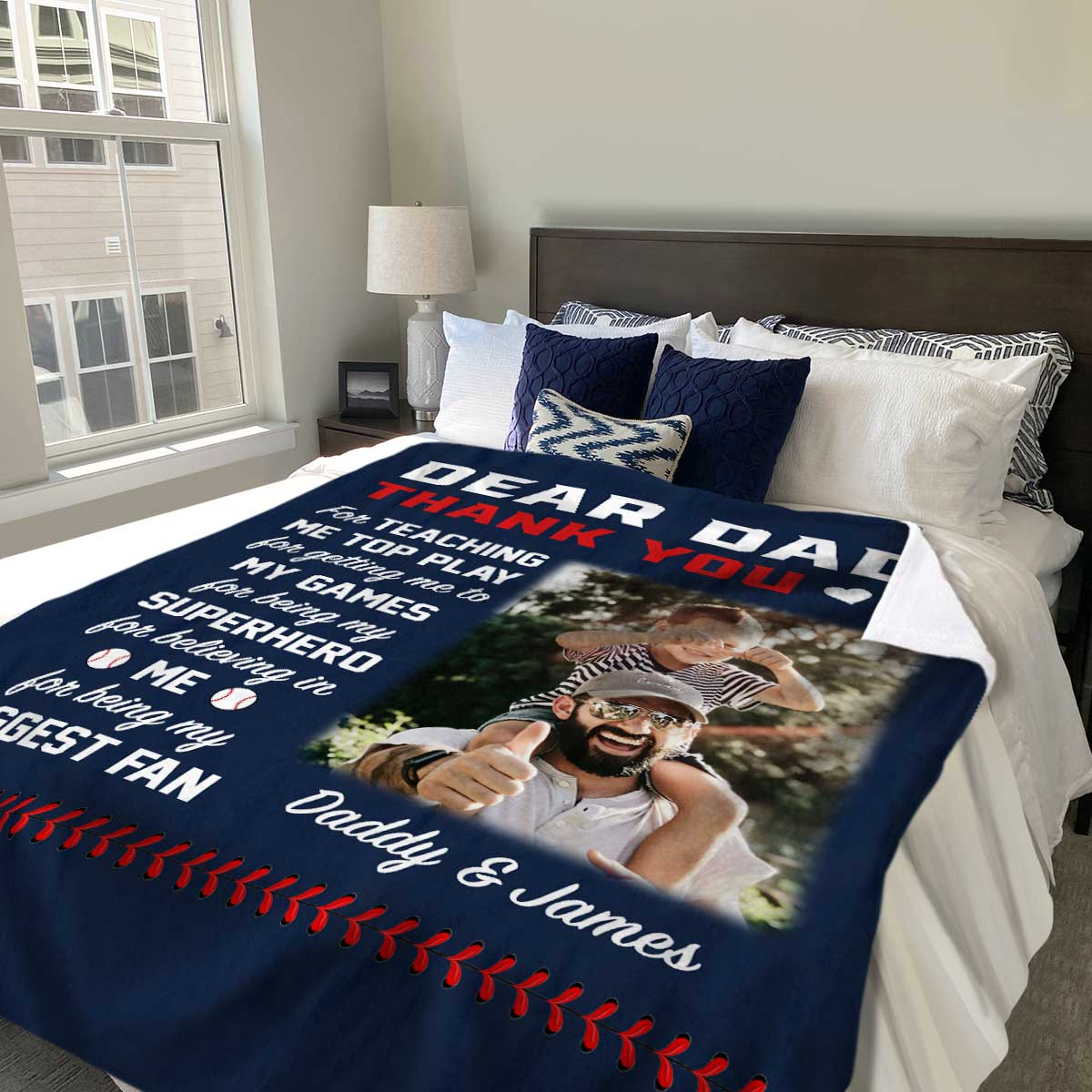 Personalized Baseball Blanket for Dad Baseball Father’s Day Gifts Dad Baseball Gift Fleece Blanket - BL01