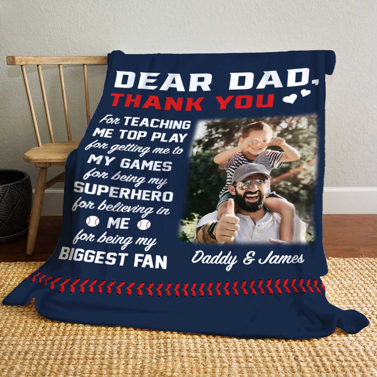 Personalized Baseball Blanket for Dad Baseball Father’s Day Gifts Dad Baseball Gift Fleece Blanket - BL01 3