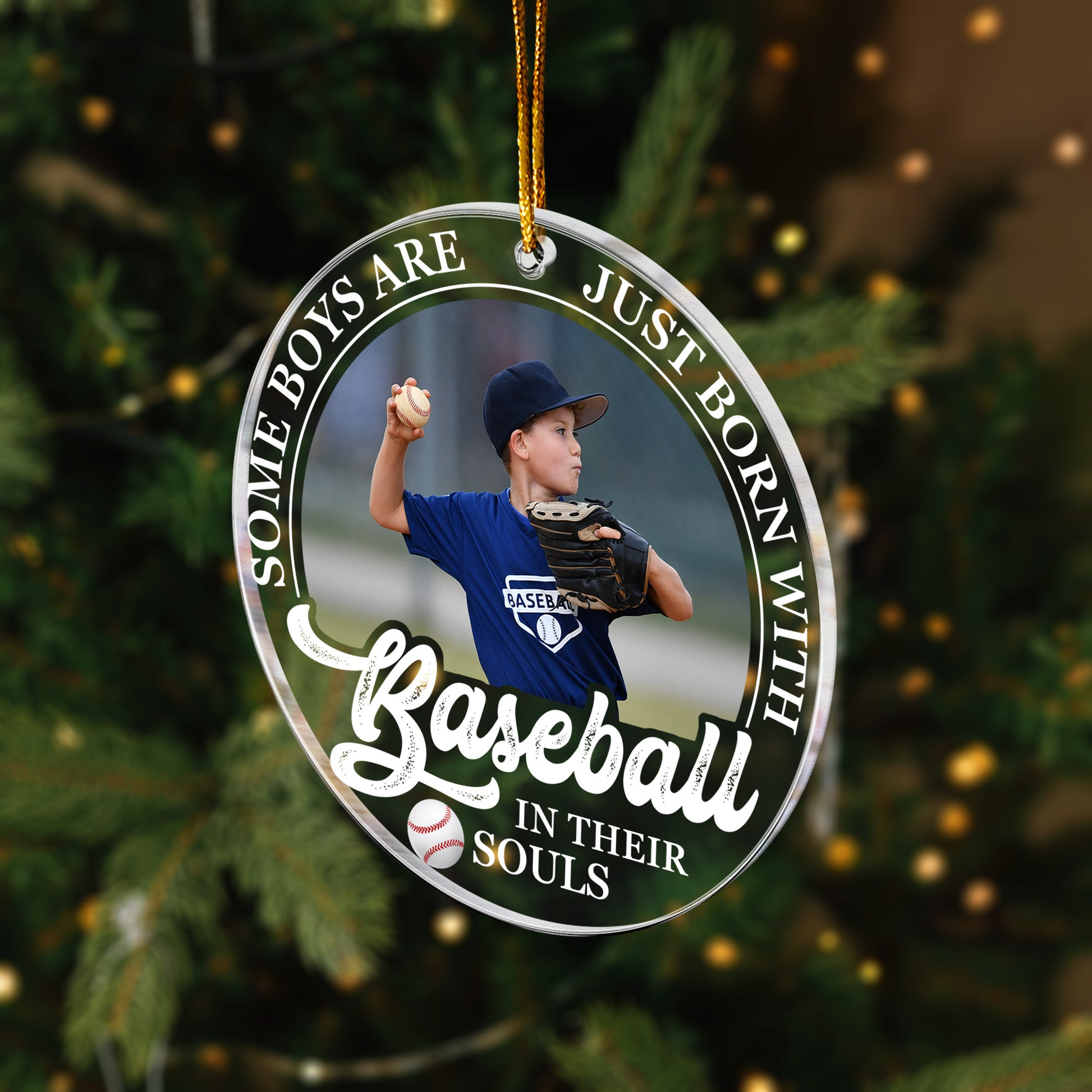 Born With Baseball In Their Souls Personalized Acrylic Photo Ornament - OR31 3