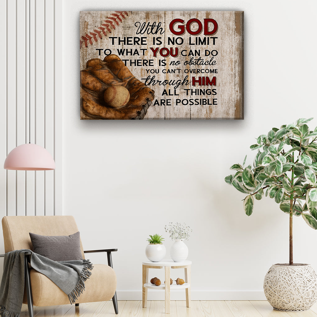 Religious Baseball Inspirational Rustic Canvas Wall Art 4