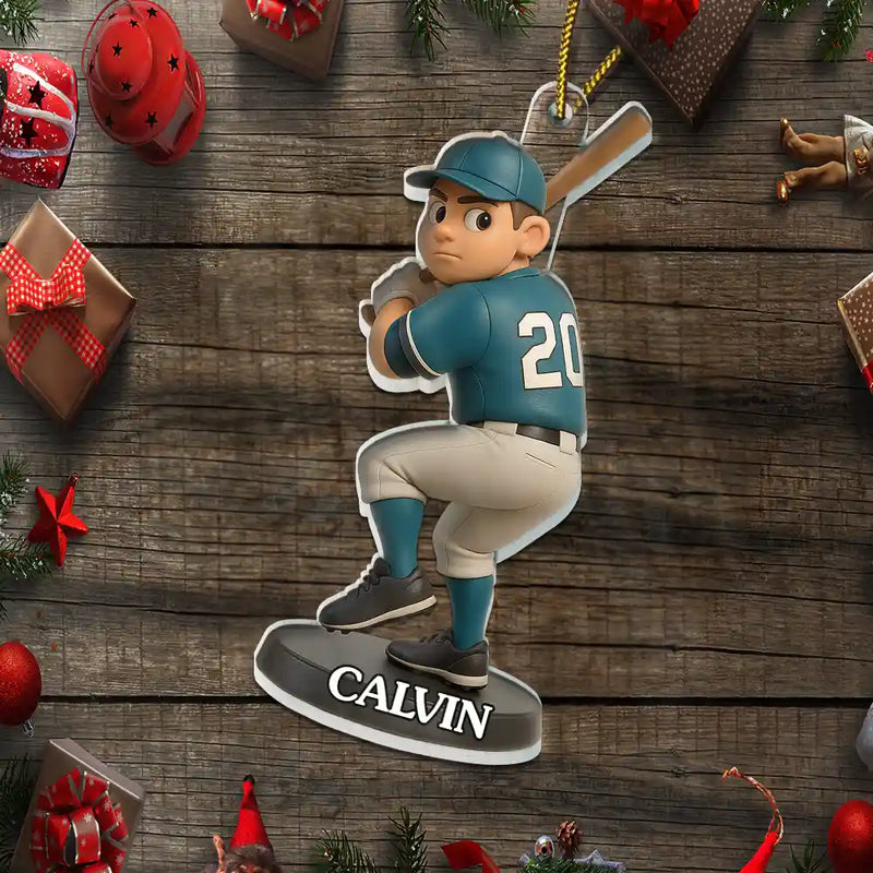 Custom Photo 3D Effect Figure Art Baseball Lover Personalized Custom Shaped Acrylic Ornament - OR70