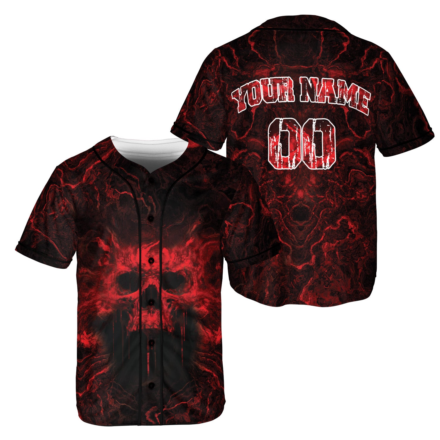 Ghost Blood Skull Custom Baseball Jersey - JS52