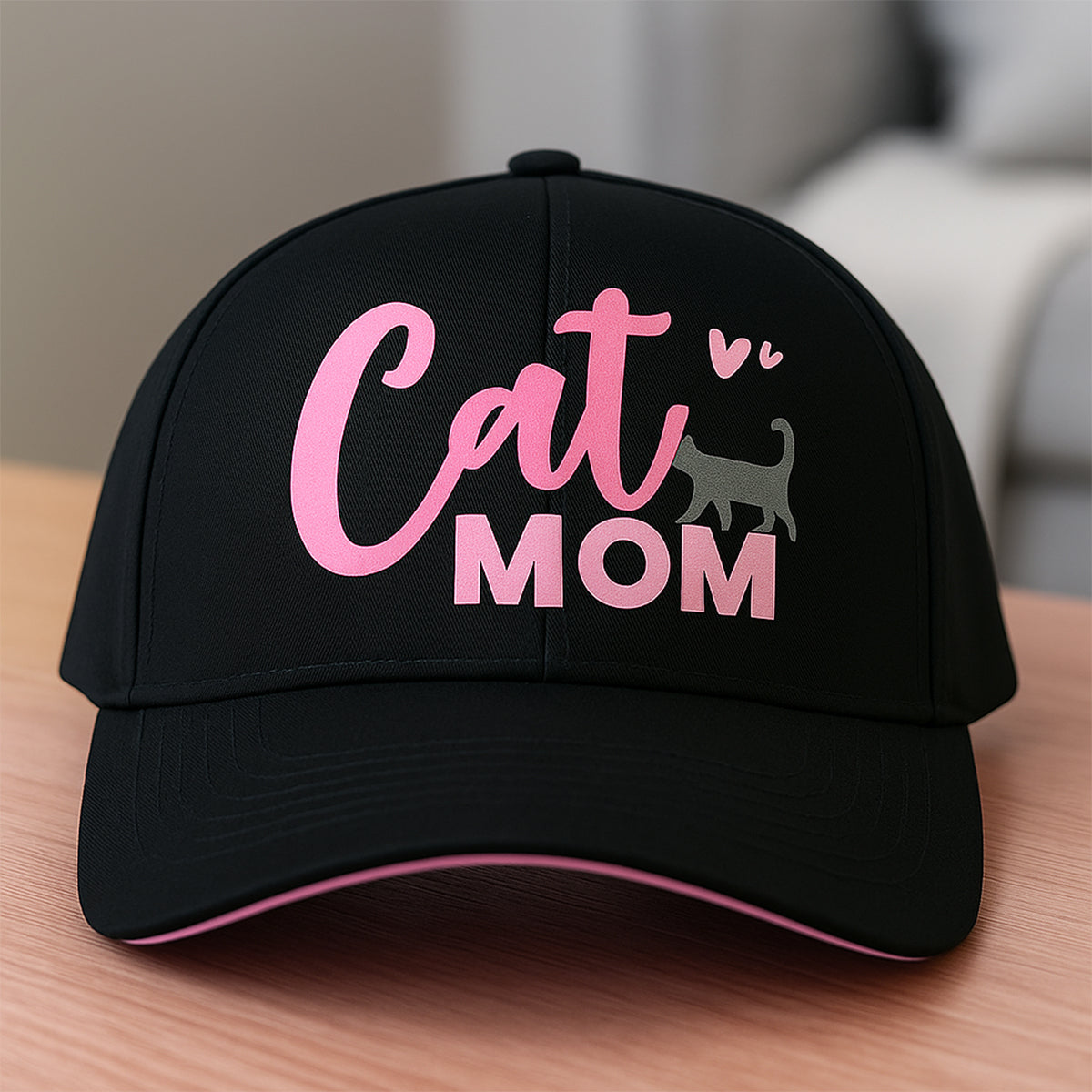 Vintage Distressed Washed Cat Mom Hunt Baseball Cap - HA04
