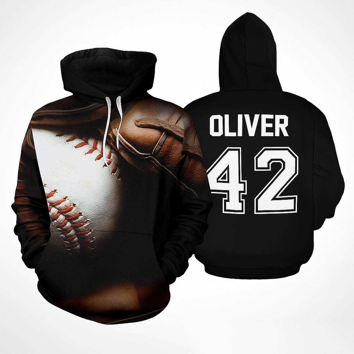 Custom Baseball Personalized Name Number Hoodie 3D - HD03