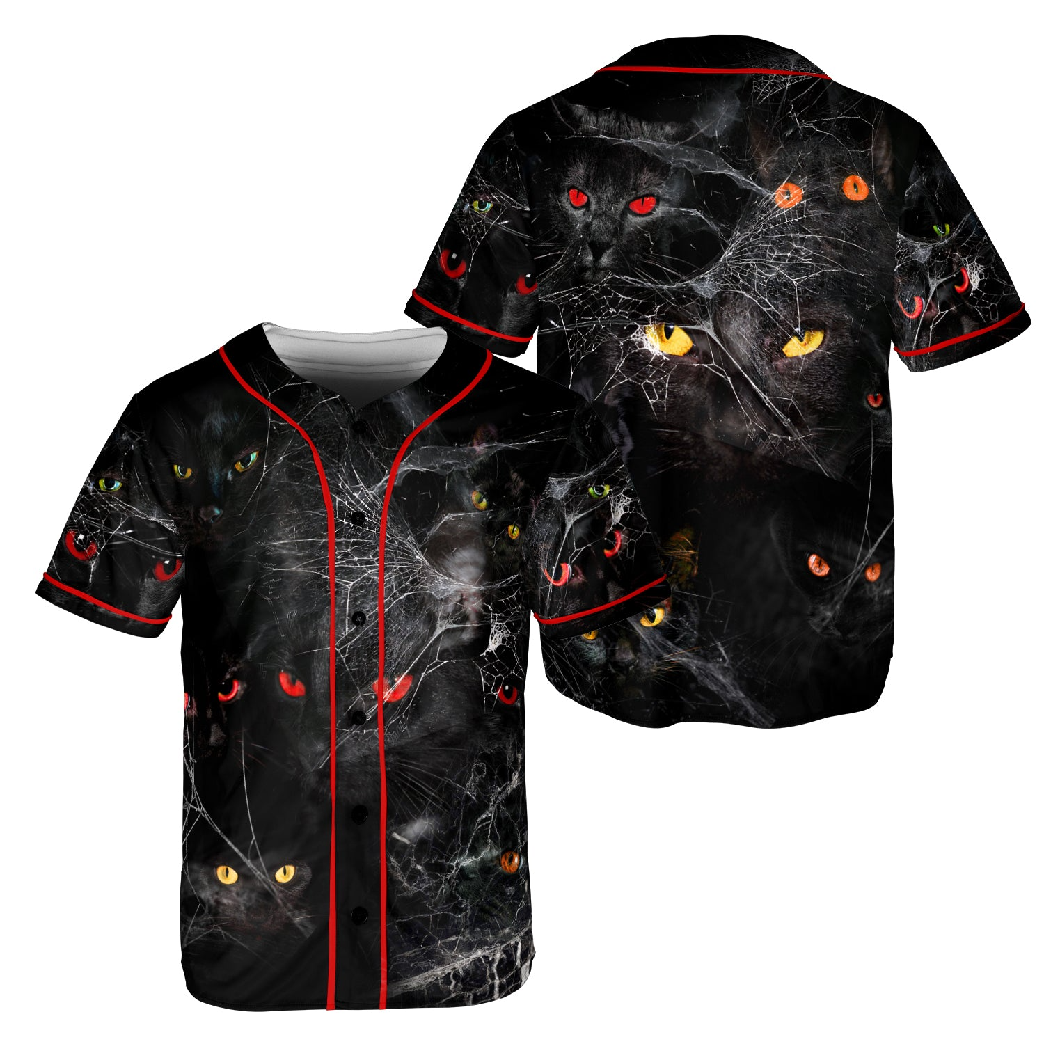 Halloween Scary Black Cat Premium Baseball Jersey- JS37