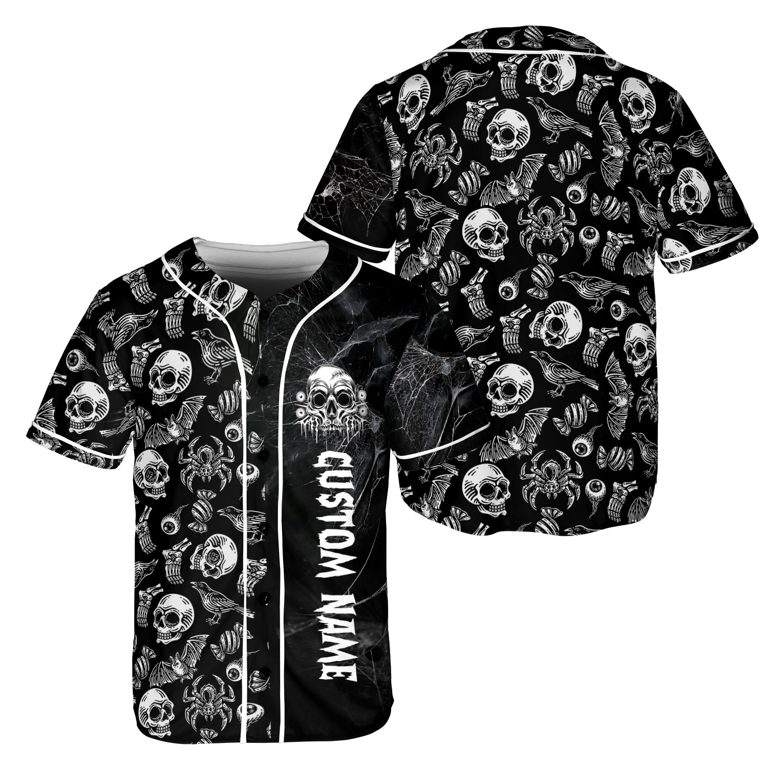 Horror Skull Pattern Personalized Baseball Jersey - JS56