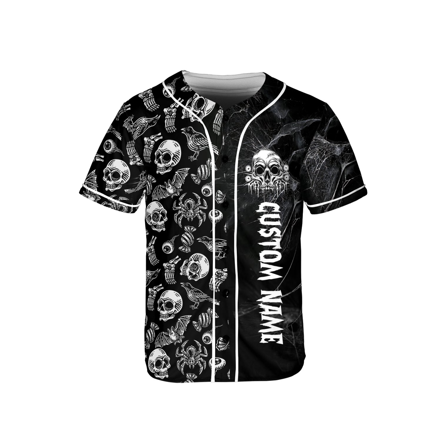 Horror Skull Pattern Personalized Baseball Jersey - JS56 4