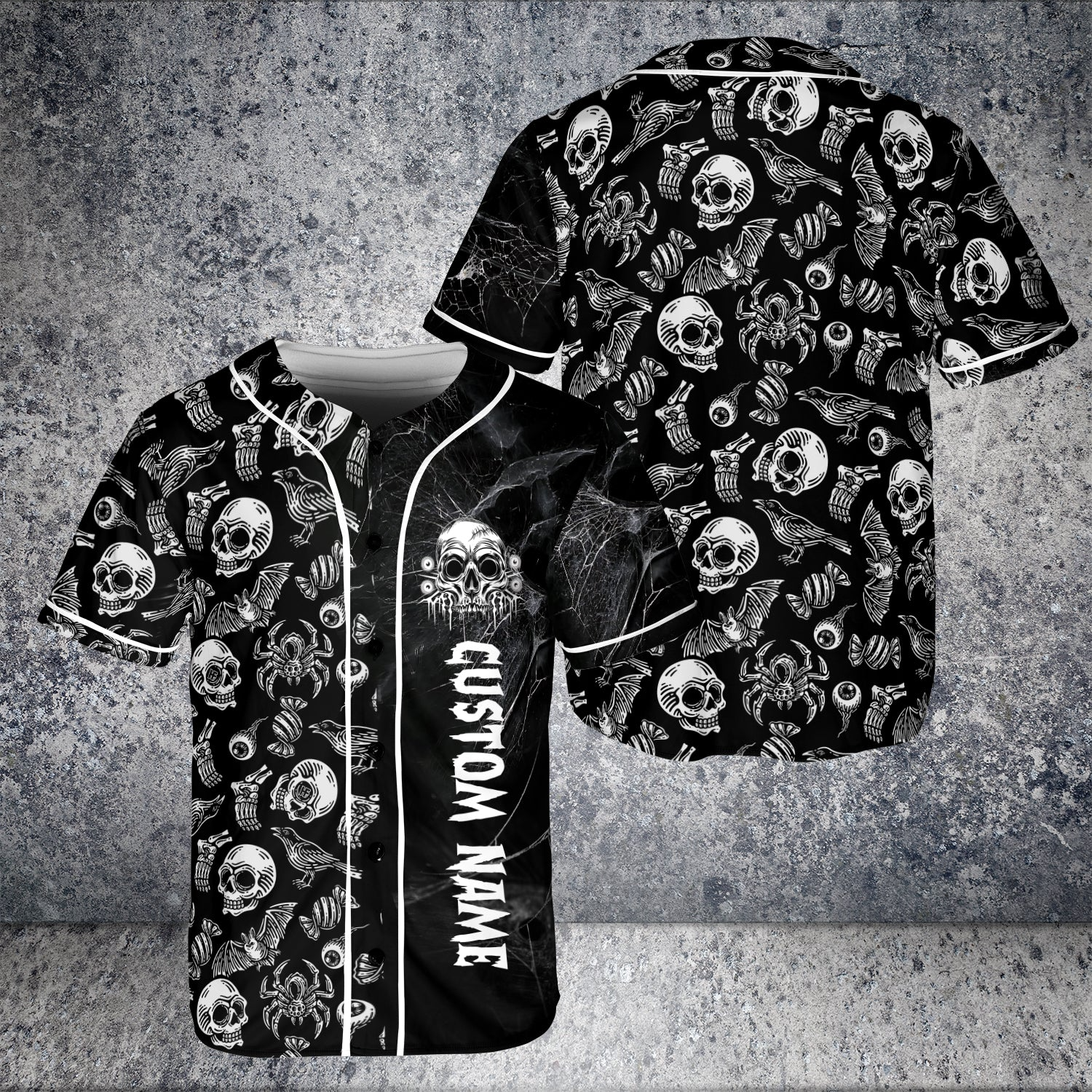 Horror Skull Pattern Personalized Baseball Jersey - JS56