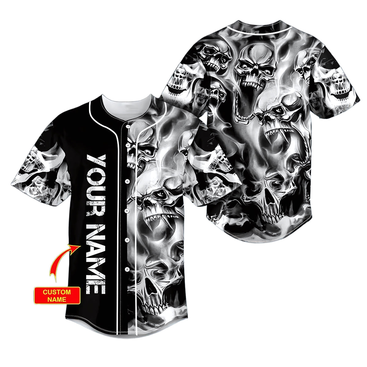 Liquid Smoke Skull Custom Baseball Jersey - JS11