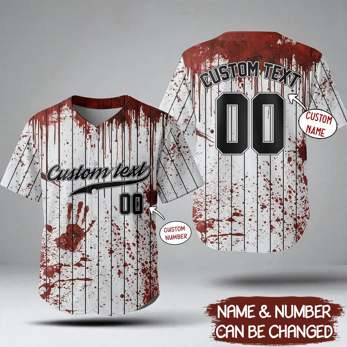Personalized Halloween Horror Baseball Jersey, Custom Scary Cosplay Shirt, Spooky Slasher Top, Creepy Fan Gift, Halloween Jersey - JS01